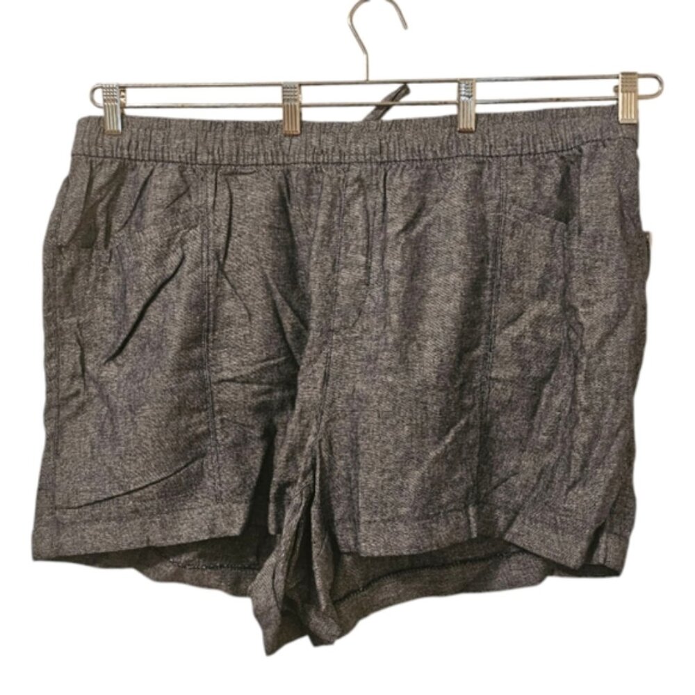 Blue and White Old Navy Women's High-Waisted Linen-Blend Shorts